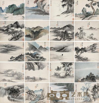 仿古山水册 