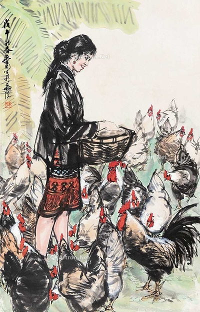 饲鸡图