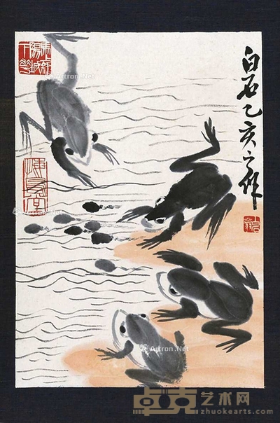 蛙趣图（日式原装裱） 