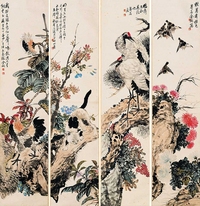 花鸟四条屏