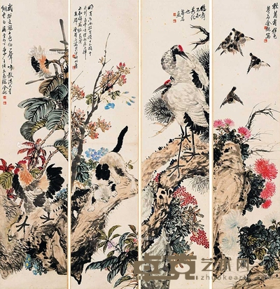 花鸟四条屏