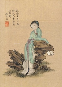 仿元人笔意仕女