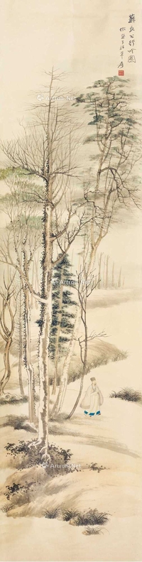临元代盛懋苏长公行吟图