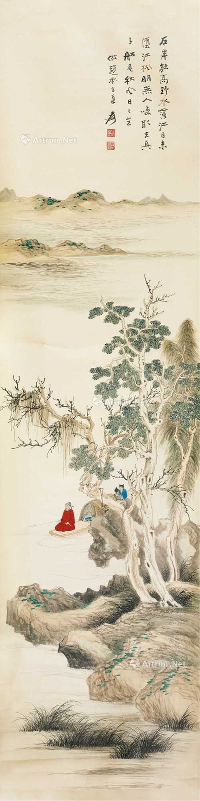 临元代赵孟頫秋江闲钓图