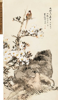玉兰寿石图