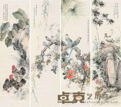 花鸟四屏