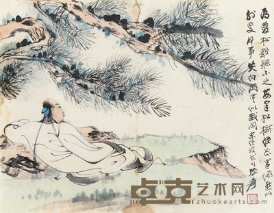高士听松图