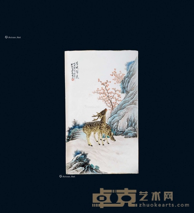 浅绛彩春风得意瓷板