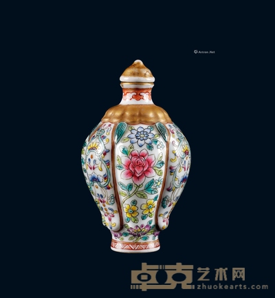 仿珐琅彩六棱鼻烟壶