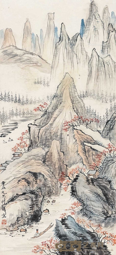 山林游舟图 