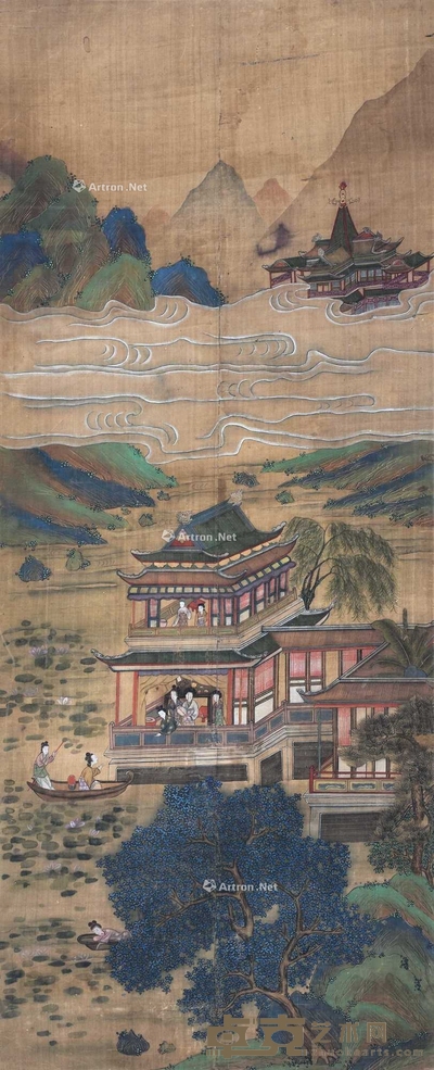 佚名 （款） 山水人物 立轴 113×44cm