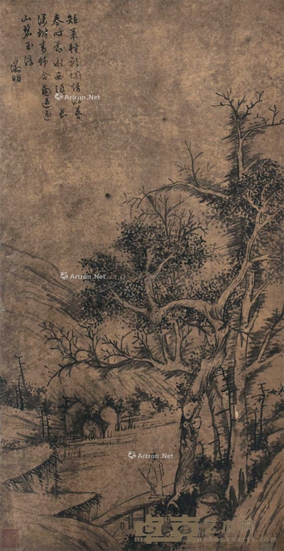 文徵明 （款） 山水 立轴 60×31cm