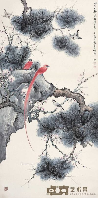 颜伯龙 (款) 拟陆治笔意 立轴 136×68cm