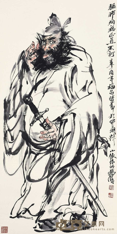 黄胄 （款） 钟馗 立轴 136×68cm