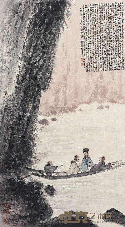 傅抱石 （款） 泛舟图 立轴 88×49cm