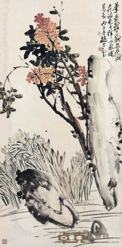赵云壑 （款） 花卉 立轴 127×64cm