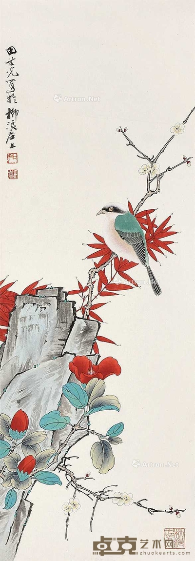 田世光 (款) 花鸟 镜片 92×32cm