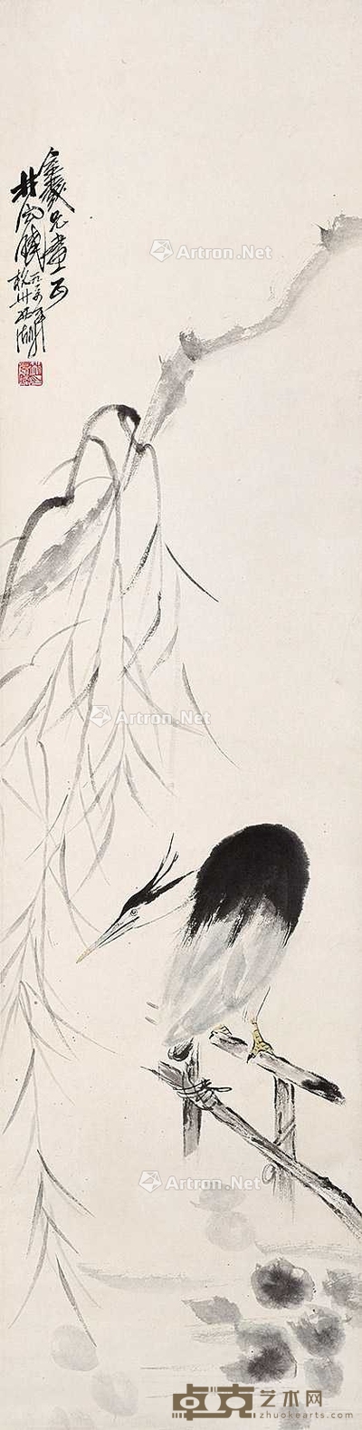 林风眠 (款) 花鸟 立轴 123×32cm