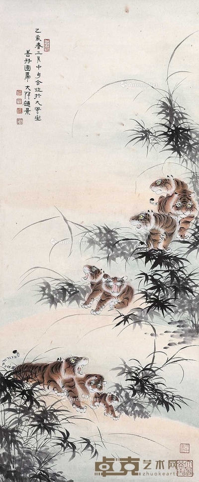 张大千 张善孖 （款） 虎 立轴 93×38cm