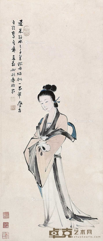 张大千 （款） 仕女 立轴 67×29cm
