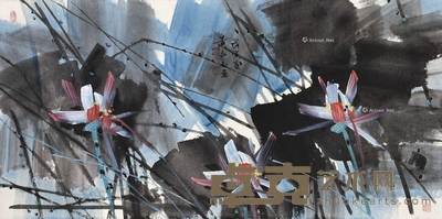黄永玉 (款) 荷花 镜片 68×136cm