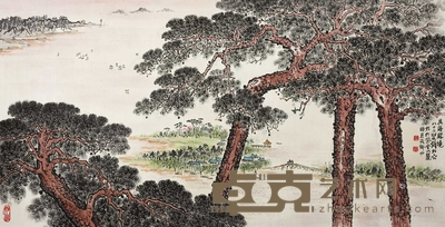 钱松嵒 （款） 胜镜图 镜片 68×135cm