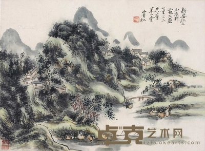 黄宾虹 （款） 山水 镜框 36×50cm