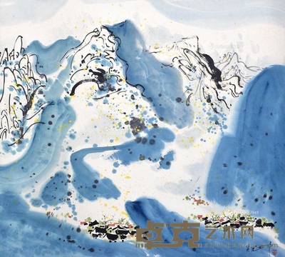 吴冠中 （款） 雪景 立轴 84×84cm