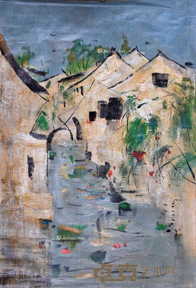 吴冠中 （款） 风景 油画 89×60cm