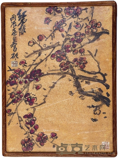 吴昌硕 (款) 红梅 镜框 44×32cm