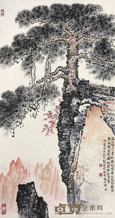 钱松嵒 （款） 泰山松云 立轴 99×52cm