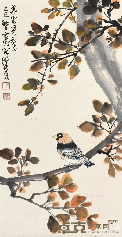 陈佩秋 （款） 花鸟 立轴 66×34cm