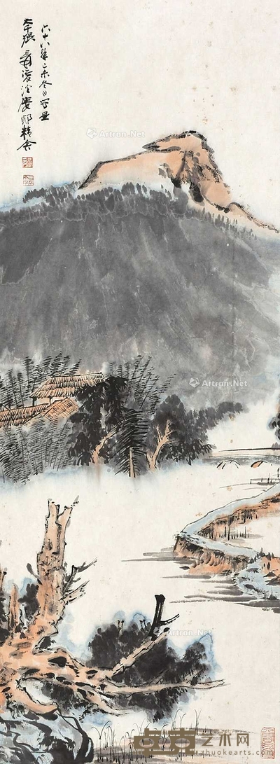 张大千 (款) 山水 立轴 90×33cm