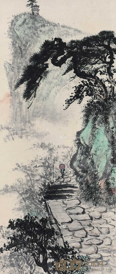 黎雄才 (款) 山水 镜片 70×29cm