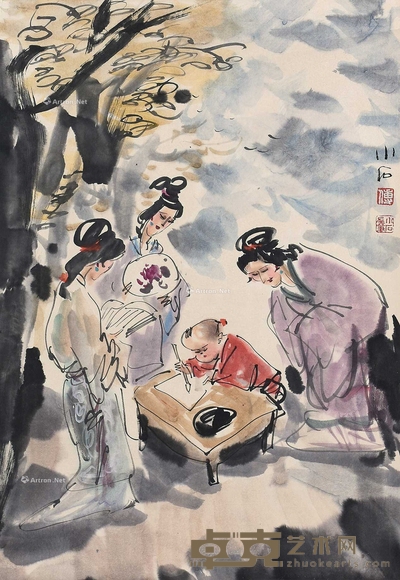 傅小石 (款) 人物 立轴 64×44cm