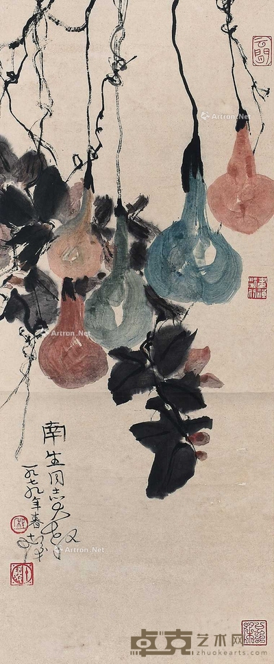 程十发 (款) 葫芦 立轴 60×25cm