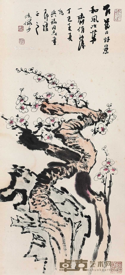 陆俨少 (款) 梅花 立轴 68×31cm