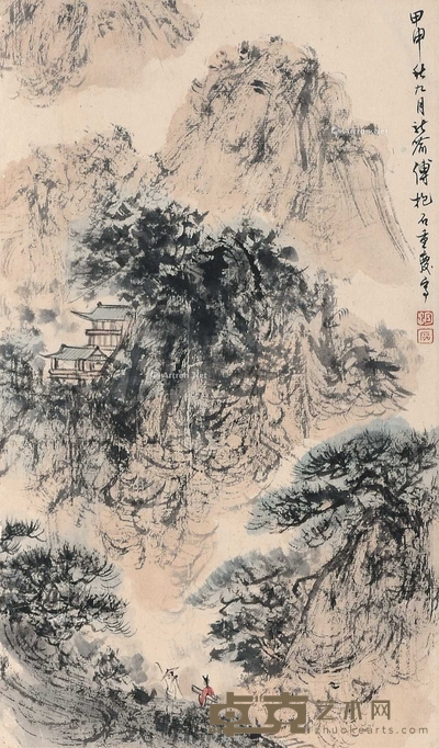 傅抱石 （款） 山水 镜片 36×21cm