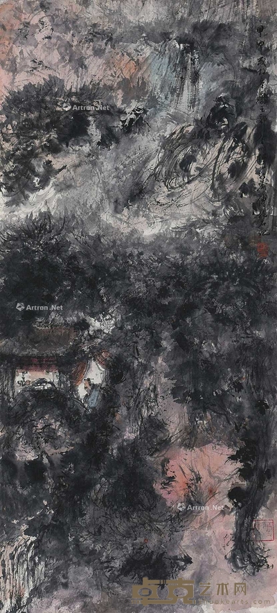 傅抱石 （款） 山水 立轴 56×25cm