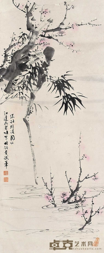 林语堂 （款） 花卉 立轴 68×28cm