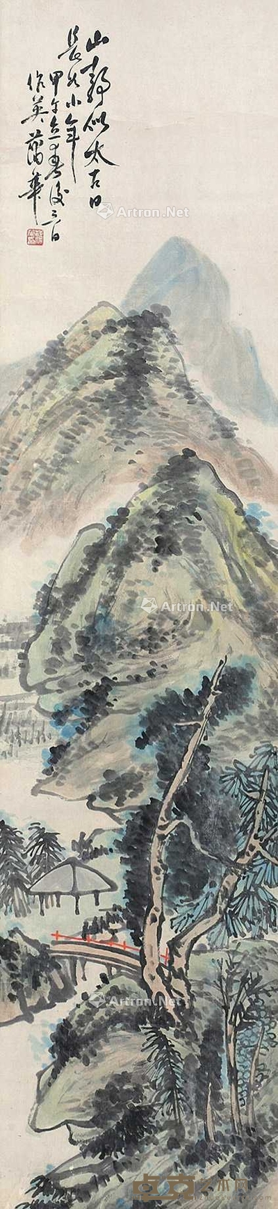 蒲华 （款） 山水 立轴 134×31cm