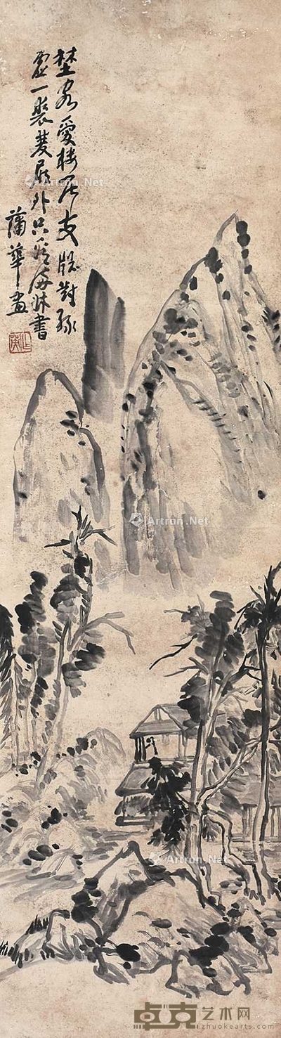 蒲华 (款) 山水 立轴 152×41cm