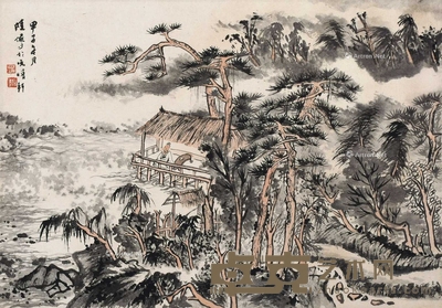 陆俨少 （款） 山水 镜片 34×49cm