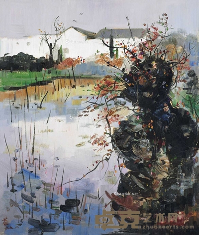 吴冠中 （款） 山水 油画 61×51cm