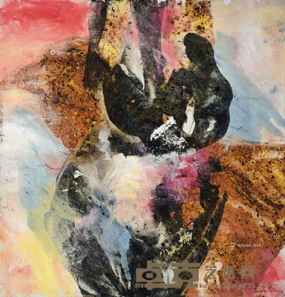 朱德群 （款） 山水人物 镜片 75×71cm