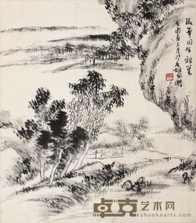 胡佩衡 （款） 山水 镜片 29×25cm