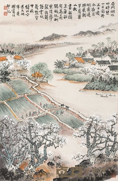钱松嵒 （款） 山水 立轴 68×45cm