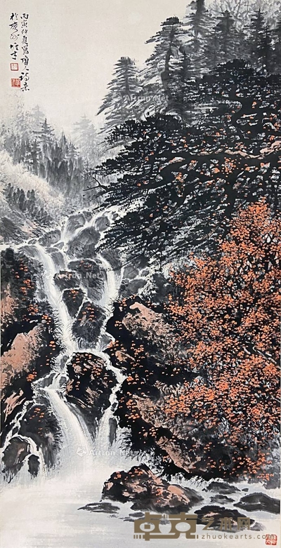 黎雄才 款 山水图 立轴 画芯136×69cm