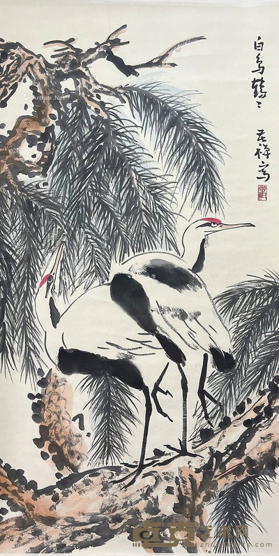 李苦禅款 鹤 136×68cm