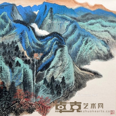 何海霞款 山水 立轴 画芯67×67cm